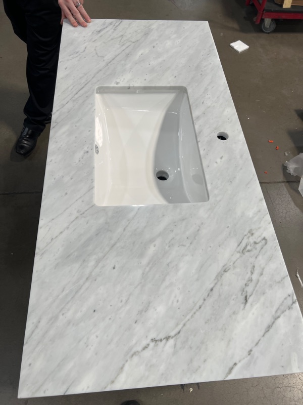 Photo 6 of Maribella 48 in. Bath Vanity in Rust Black with Carrara Marble Vanity Top in White with White Basin