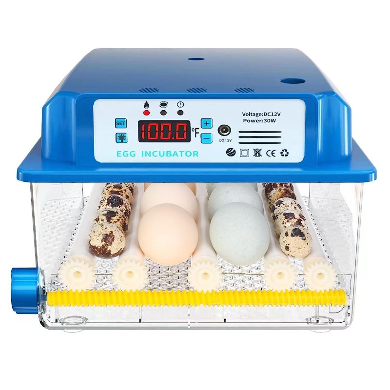 Photo 1 of ***missing parts***Vevitts 16 Eggs Incubators for Hatching Egg with Automatic Turner, Fahrenheit Temperature Control Chickens Quail Egg Incubator with Led Candler, 12V/110V/220V Incubators Kit for Farm Poultry