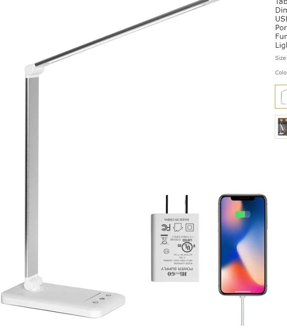 Photo 1 of LED Desk Lamp,Eye-Caring Table Lamps,Stepless Dimmable Office Lamp with USB Charging Port,Touch/Memory/Timer Function,25 Brightness Lighting,Foldable Lamp for Reading,Studying,Working,Himigo
