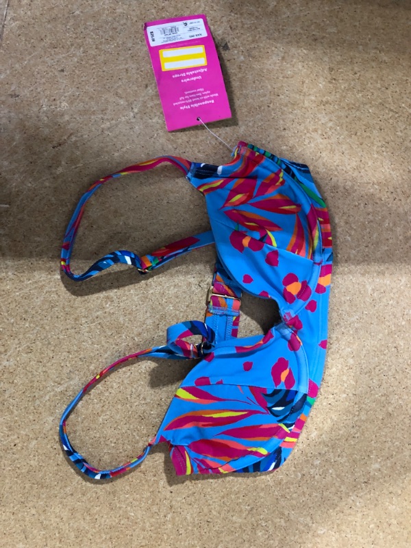 Photo 2 of Women's Tropical/Leopard Print Underwire Bikini Top - Tabitha Brown for Target Blue/Pink XXS 00
