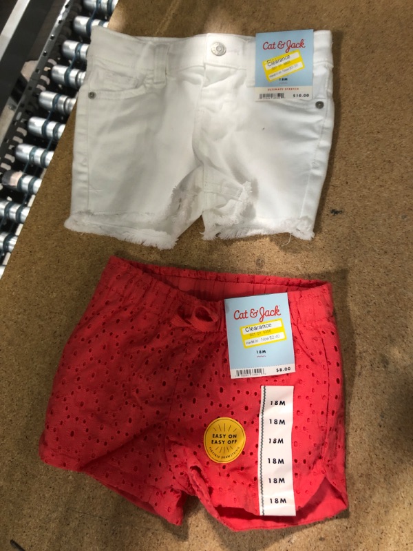 Photo 2 of 2 PACK 18 MONTH GIRLS CLOTHES) Toddler Girls' Eyelet Pull-on Shorts + Toddler Girls' Cutoff Jean Shorts