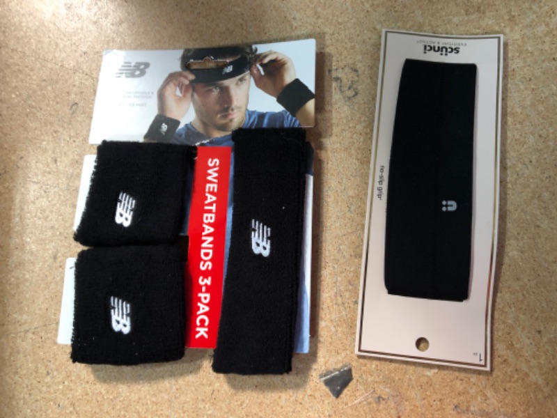 Photo 2 of (2 ITEM BUNDLE) New Balance Sweatband 3pc - Black +Scunci No Slip Luxe Headwrap - 1pc, 