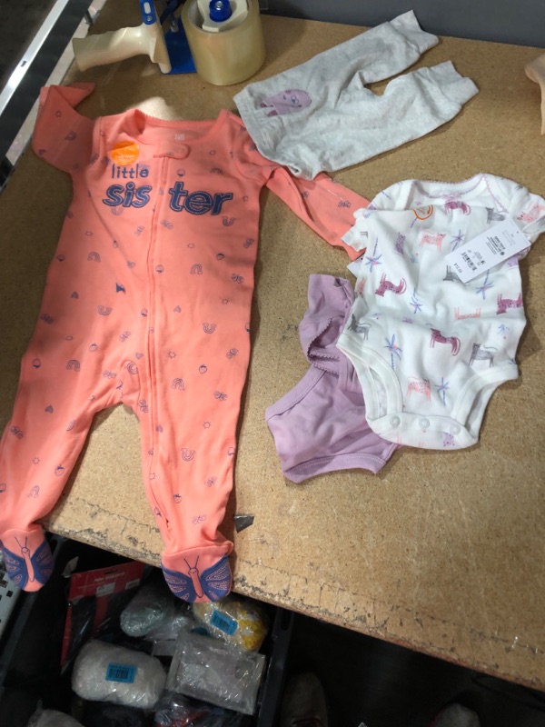 Photo 2 of (2 ITEM BABY CLOTHES BUNDLE) Baby Girls' Butterfly 'Little Sister' Footed Pajama - Just One You® Made by Carter's SIZE 9M + SIZE 3M