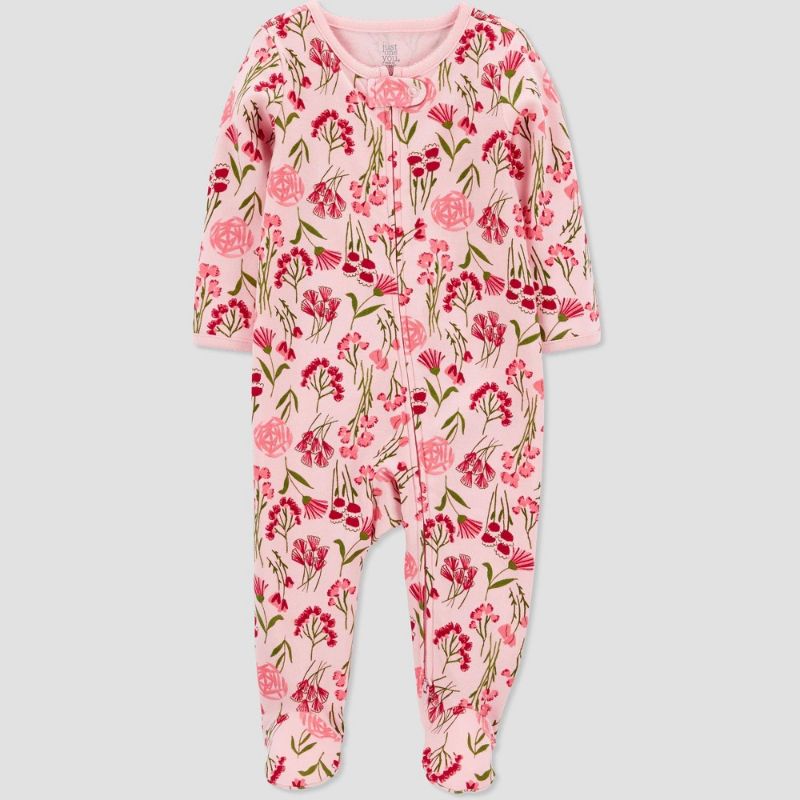 Photo 1 of (BUNDLE OF 2 BABY GIRLS CLOTHING) Baby Girls' Floral Footed Pajama - Just One You® Made by Carter's SIZE 9M + TODDLER FLORAL DRESS AND SHORTS SET SIZED 12M
