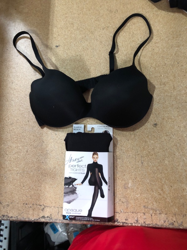 Photo 2 of 2 ITEM BUNDLE) Hanes Premium Women's Opaque Tights SIZE XL + AUDEN DEMI BRA BLACK EMBEDDED WIRE SIZE 34B