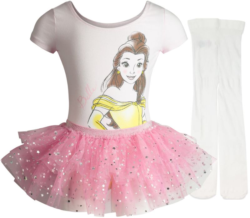 Photo 1 of 2 ITEM BUNDLE))) Disney Princess Toddler Girls' Ballet Belle Pink Leotard Tutu & Tights size 6 + CAT AND JACK BABY ROMPER SIZE 0-3 MO