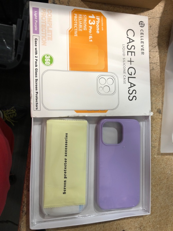 Photo 2 of CellEver Silicone Case for iPhone 13 Pro [2X Glass Screen Protectors Included] [Drop Tested] Shockproof Protective Matte Gel Rubber Cover with Soft Anti-Scratch Microfiber Interior - Light Purple
