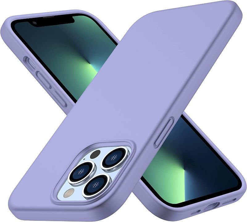 Photo 1 of CellEver Silicone Case for iPhone 13 Pro [2X Glass Screen Protectors Included] [Drop Tested] Shockproof Protective Matte Gel Rubber Cover with Soft Anti-Scratch Microfiber Interior - Light Purple
