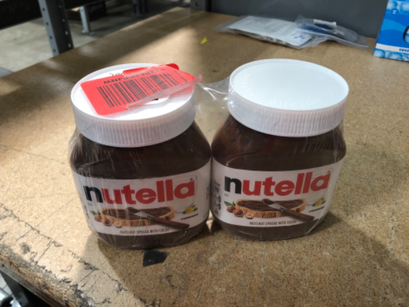 Photo 2 of *EXP:3/13/2023* Nutella Chocolate Hazelnut Spread, Perfect Topping for Pancakes, 22.9 oz Jar (Pack of 2)
