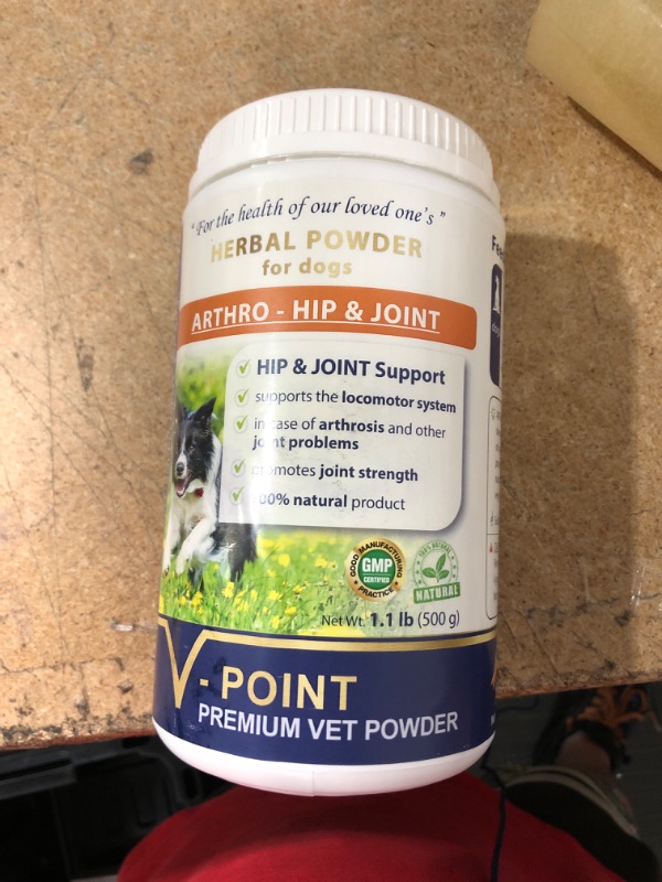 Photo 2 of *EXP: 3/31/2024* V-POINT Arthro Plus for Dogs to Prevent Joint Pain Premium Herbal Powder Treatment with Willow Bark Meadowsweet Herb (1.1 lb)
