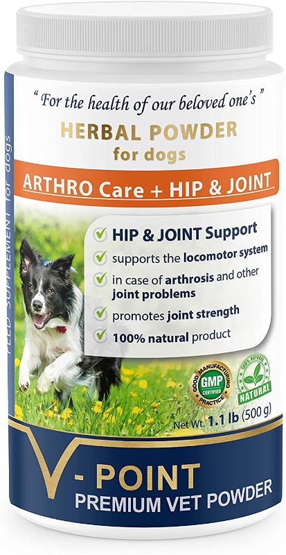 Photo 1 of *EXP: 3/31/2024* V-POINT Arthro Plus for Dogs to Prevent Joint Pain Premium Herbal Powder Treatment with Willow Bark Meadowsweet Herb (1.1 lb)
