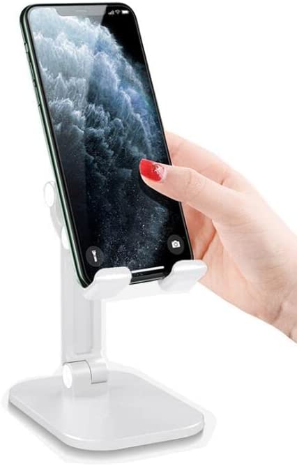 Photo 1 of Desk Mobile Phone Holder Stand for iPhone Metal Desktop Tablet Holder Table Foldable Extend Support (White)
