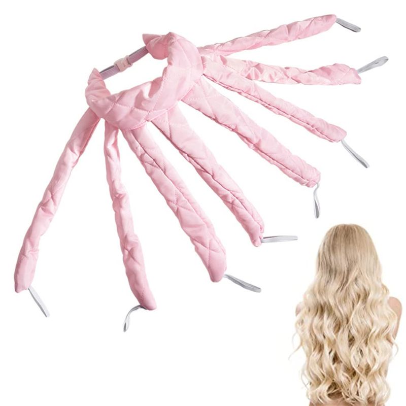 Photo 1 of 2 PACK Heatless Curling Rod Headband?Heatless Overnight Curls with 8 Curl Ribbon Rod Wave,No Heat silk curlers hair rollers for long hair,Soft Silk DIY Hair Styling Tools
