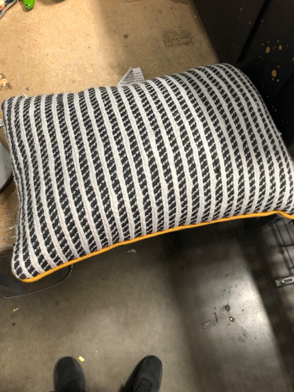 Photo 2 of 14" X 20" Ticking Stripe Indoor/Outdoor Lumbar Throw Pillow - Hearth & Hand™ with Magnolia
