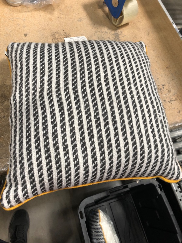 Photo 1 of 18" X 18" Ticking Stripe Indoor/Outdoor Square Throw Pillow - Hearth & Hand™ with Magnolia
