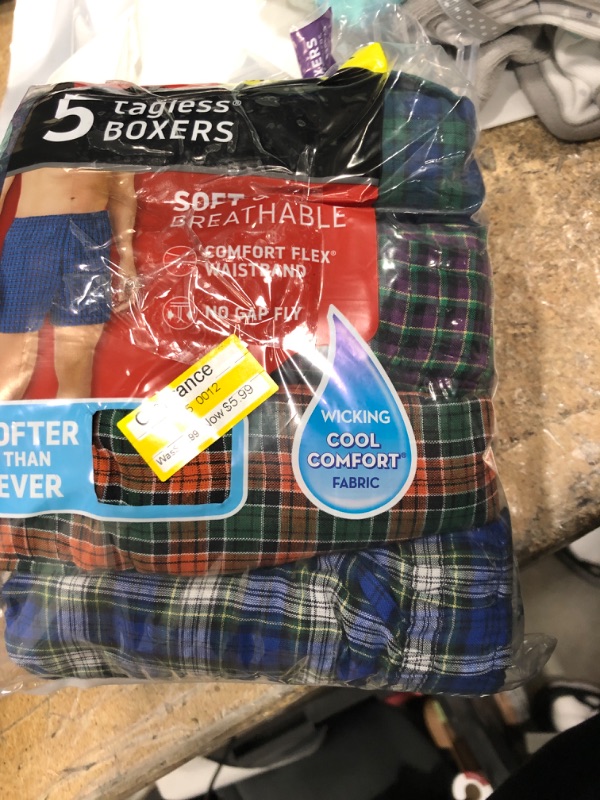 Photo 2 of Men S FreshIQ Comfort Flex Waistband Tartan Boxer 5-Pack   xl
