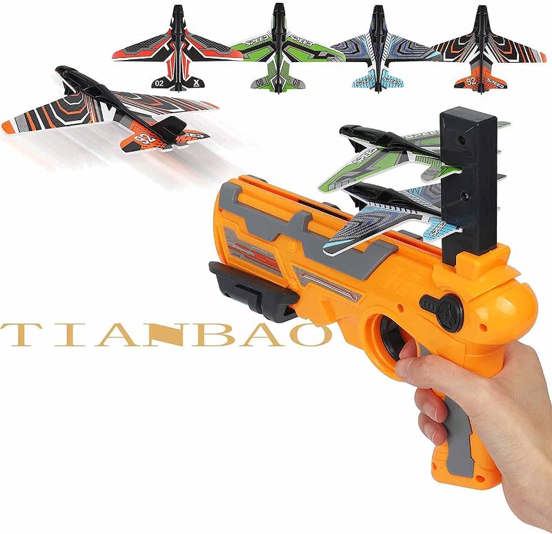 Photo 1 of Catapult airplane toy airplane, equipped with 4 airplanes, pistol shooting game toys, air combat glider airplane launcher, fun outdoor sports toys, the best...
