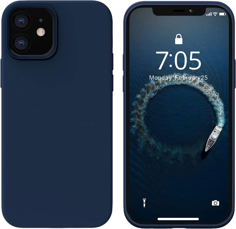 Photo 1 of Cospocase Compatible with iPhone 12 Case and iPhone 12 Pro Case 6.1 inch, Liquid Silicon Case, Full Body Protection Shockproof Drop Protection Case, Soft Microfiber Lining (Navy Blue)
