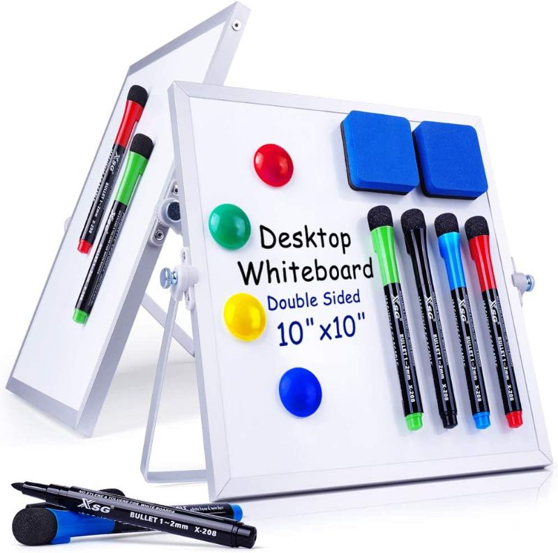 Photo 1 of Gloween Dry Erase Whiteboard set 2pack 10"x10", with Stand, 8 Markers, 4 Magnets, 2 Erasers