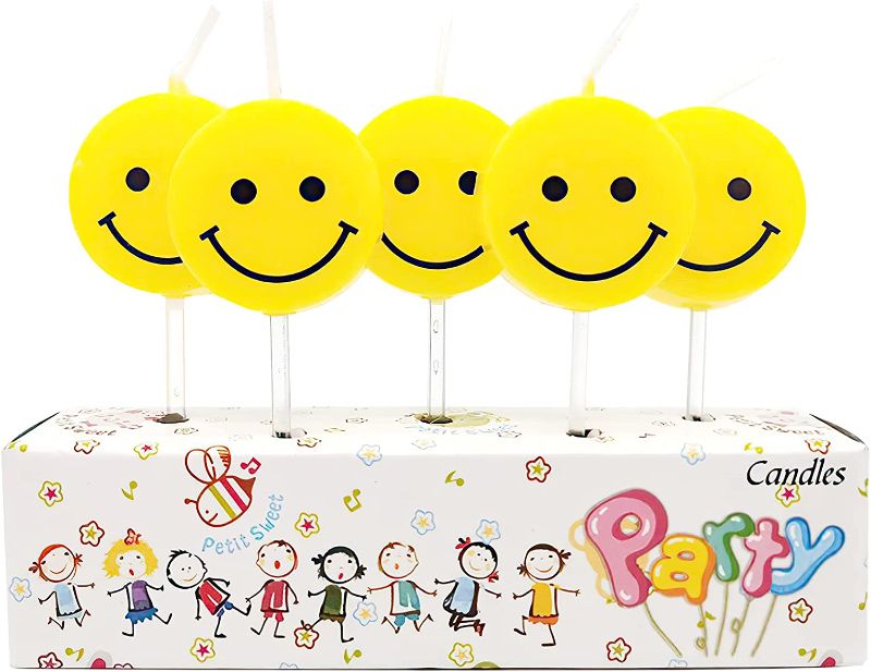 Photo 1 of 2 pack BBeitoo Smiley Face Birthday Candles - Cute Birthday Candles That Can Be Used for Cake Decoration, Unique Yellow Smiley Face Candle, Suitable for Birthday Cakes, Desserts, and Parties
