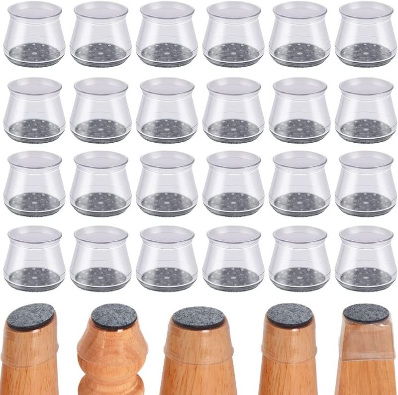 Photo 1 of 24PCS High Transparency Chair Leg Floor Protectors,Silicone Furniture Feet Protector Pads,Table feet Covers,Stool Leg Protection Caps,Furniture Cup with Felt Pads,Protect Hardwood Laminate Flooring
