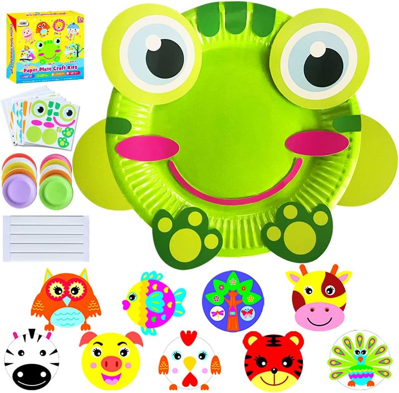 Photo 1 of 2 pack ZMLM Art Craft Gift for Kids: Paper Plate Art Kit for Girl Boy Toy DIY Animal Art Supply Projects Toddler Creative Activity Children Preschool Classroom Party Favor Bulk Birthday Christmas Game Crafts
