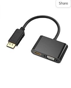 Photo 1 of DisplayPort to HDMI VGA Adapter, Chosure DP Display Port to VGA HDMI Splitter Converter Compatible with Lenovo, HP, DELL, GPU, AMD, NVIDIA and More
