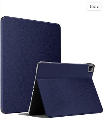 Photo 1 of Soke Case for New iPad Pro 12.9 5th Generation 2021, Slim Premium Leather Folio Stand Cover [2nd Gen Apple Pencil Charging+Auto Wake/Sleep], Hard PC Back Shell for Apple iPad Pro 12.9 Inch(Dark Blue)
