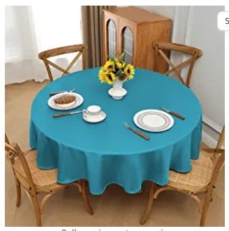 Photo 1 of 3 PACK: AZON Round Washable Polyester Tablecloth,60x60 Inch,Great for Tables,Parties,Holiday Dinner,Wedding and Banquet,Lakeblue
