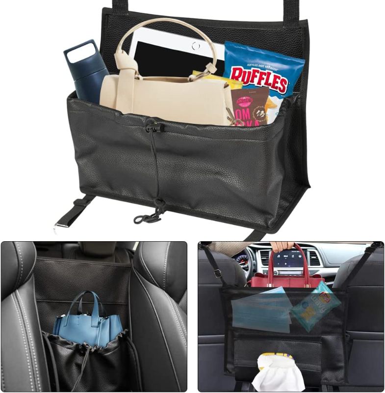 Photo 1 of 2 Pack Upgrade Purse Holder for Cars, Double Fixation Car Net Pocket Handbag Holder Between Seats, Automotive Consoles & Organizers Net Pocket for Front Seat?2022 New?
