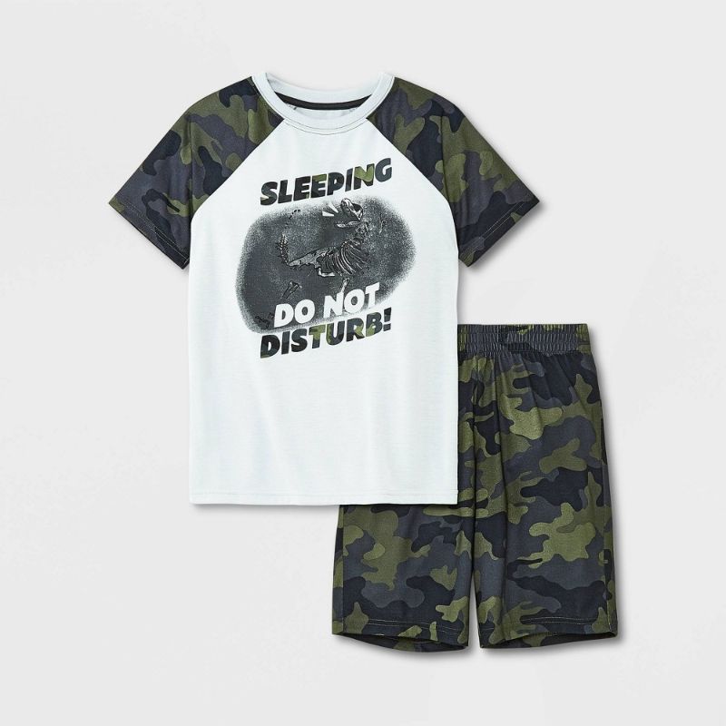 Photo 1 of 2- Boys' 2pc Camo Dino Pajama Set - Cat & Jack™ Gray size L& M 
