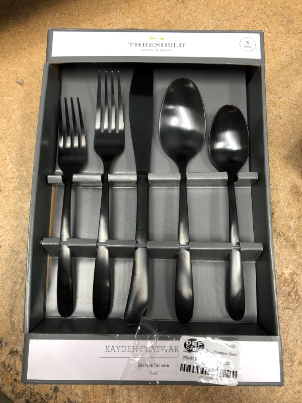 Photo 2 of 5pc Stainless Steel Kayden Silverware Set Matte Black - Threshold™