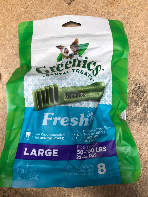 Photo 2 of best by 03/16/23***Greenies Dental Treats, Fresh, Large - 8 treats, 12 oz