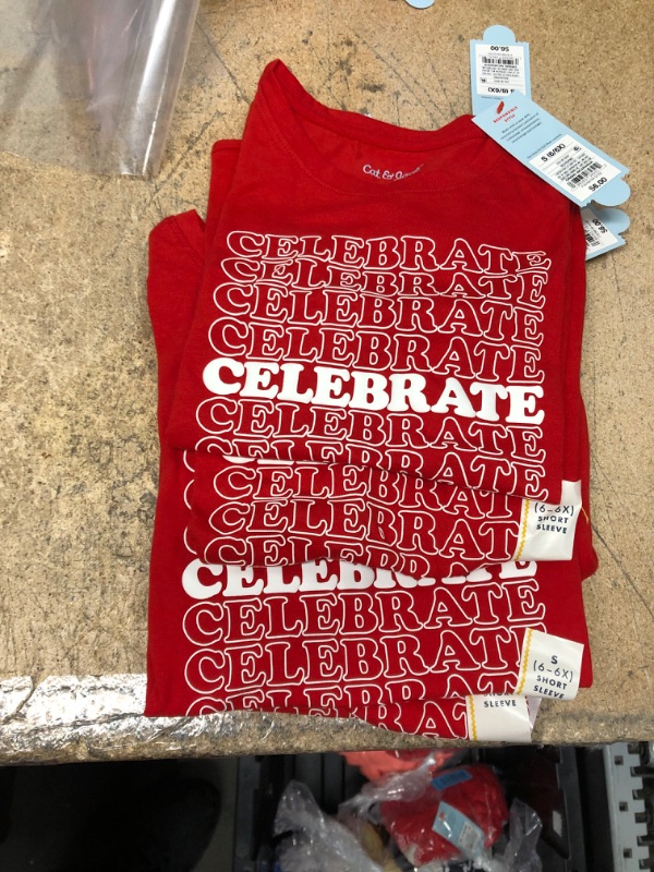 Photo 2 of 4 item bundle 
Girl' 'Celebrate' Short Sleeve Graphic T-shirt - Cat & Jack™
size S