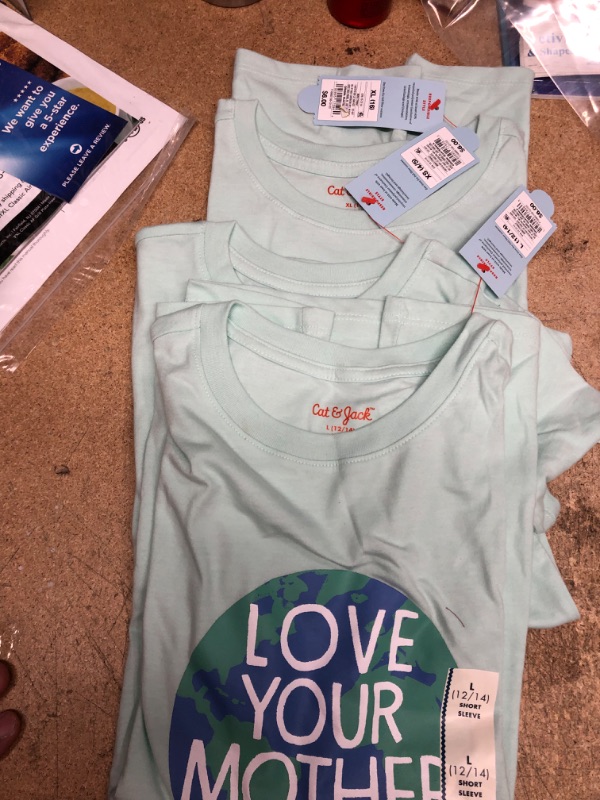 Photo 2 of 3 item bundle 
Boys' 'Love Your Mother' Graphic Short Sleeve T-Shirt - Cat & Jack™ Mint Green
sizes XS,L,XL
