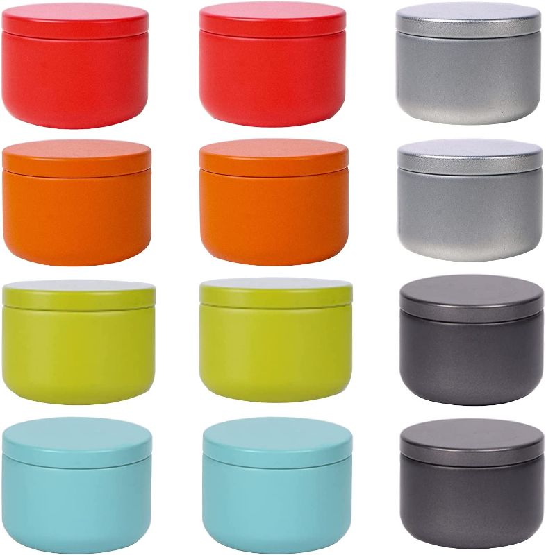 Photo 1 of 2 sets 
LONG XIN SERIES 12 Pcs 2.1x1.6 Inches Round Tin Jar Tea Tins Food Storage Container for Loose tea, Coffee, Candy, Spice, Gift and Crafts Mini Portable Storage Kit (Multicolor)
