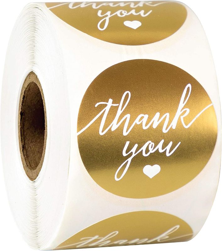 Photo 1 of Easykart Thank You Label Sticker 1.5" Round with Gold and White Heart 500 Labels Per Roll, Thank You Sticker Gold for Birthdays, Weddings, Giveaways, Bridal Showers
2 X ROLLS
