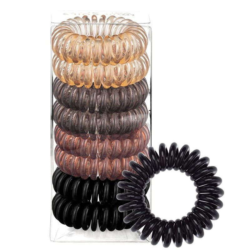 Photo 1 of 2- Spiral Hair Ties No Crease For Women Girls Elastic Coil Hair Bands For Thick Hair Phone Cord Hair Ties Waterproof Hair Coils Key Chain Hair Ties Colorful Ponytail Holder For Children… (8, Brunette Colorfull)
