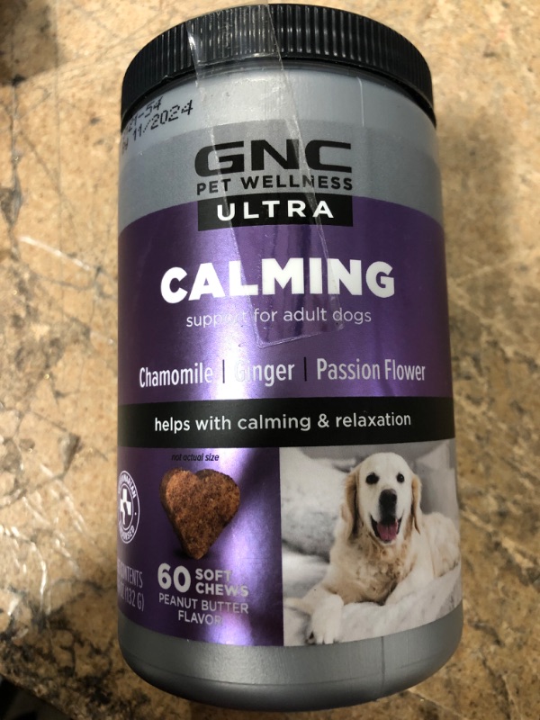 Photo 2 of best by 11/2024***GNC Ultra for Pets Calming Peanut Butter Flavor Soft Chews for Dogs, Count of 60, 60 CT
