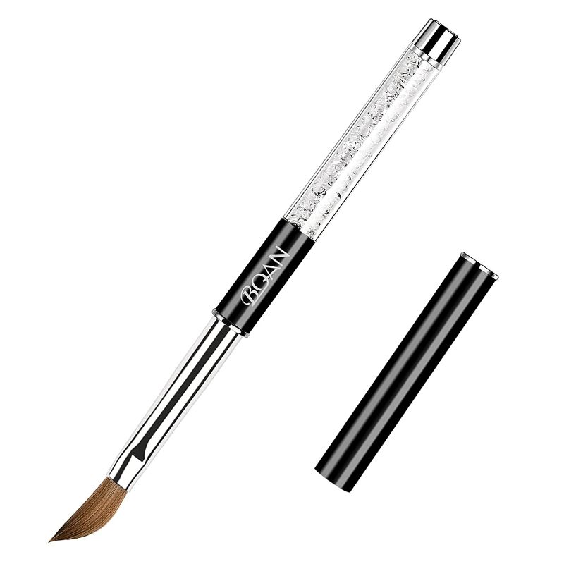 Photo 1 of BQAN Kolinsky Acrylic Nail Brush #12, Nail Brushes for Acrylic Application, Metal Handle with White Rhinestone
