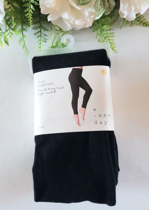 Photo 1 of A New Day Cozy Leggings French Terry Lined High Waisted S/M (4-10) Black
Size Small