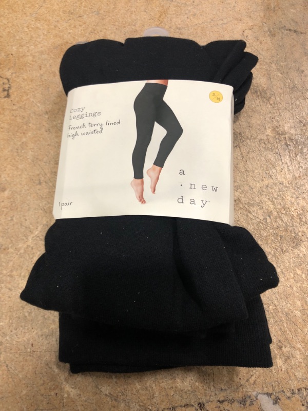 Photo 2 of A New Day Cozy Leggings French Terry Lined High Waisted S/M (4-10) Black
Size Small