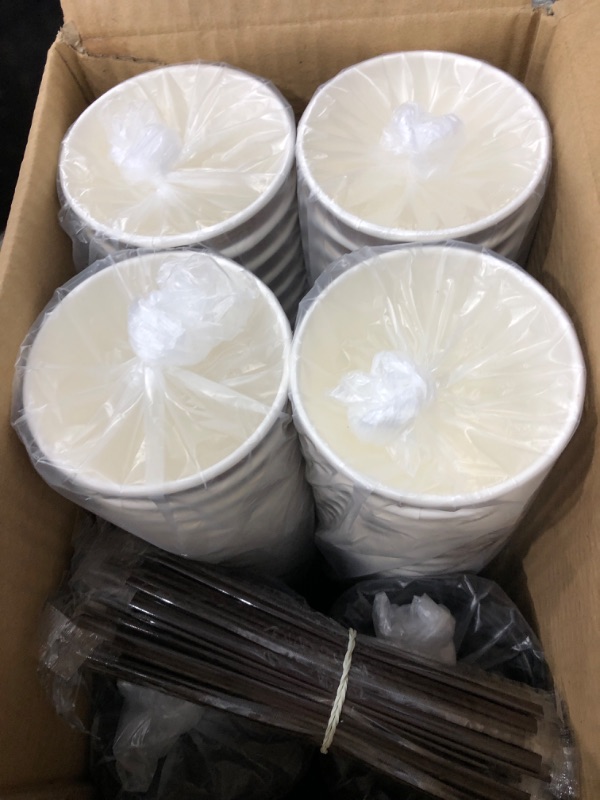 Photo 2 of ?12 Oz 80 Park?Coffee Cups with Lids and Straws, Insulated Double Wall Paper Coffee Cups with Lids, Disposable Coffee Cups 12 Oz Coffee Cups with Lids To Go Coffee Cups with Lids Hot Cups with Lids
