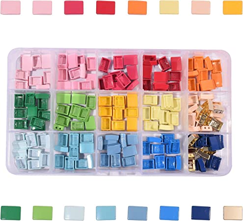 Photo 1 of 160pcs/Box Rainbow Japanese Tile Beads Jewelry Making Rainbow Hematite Tila Beads Kit Delica Enamle Metal Square Myuki Beads
