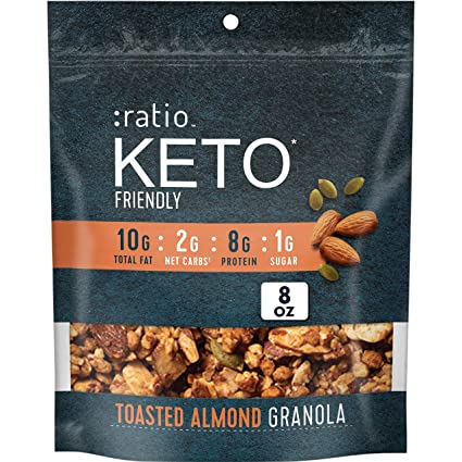 Photo 1 of :ratio KETO Friendly Granola Pouch, Toasted Almond, 8 oz exp 10/22  5 pack 
