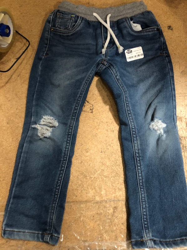 Photo 1 of 4T Cat and Jack Boys Ripped Pants, Navy Wash w/ Grey and White Tie