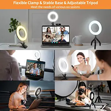 Photo 1 of Video Conference Lighting Kit, Ring Light Clip on Laptop Monitor with 5 Dimmable Color & 5 Brightness Level for Webcam Lighting/Zoom Lighting/Remote Working/Self Broadcasting and Live Streaming, etc.
