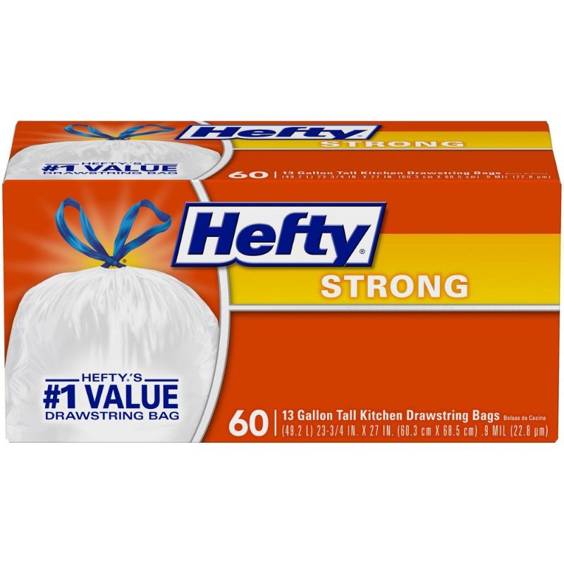 Photo 1 of 2 Pack- Hefty Strong Tall Kitchen Drawstring Trash Bags - 13 Gallon - 60ct