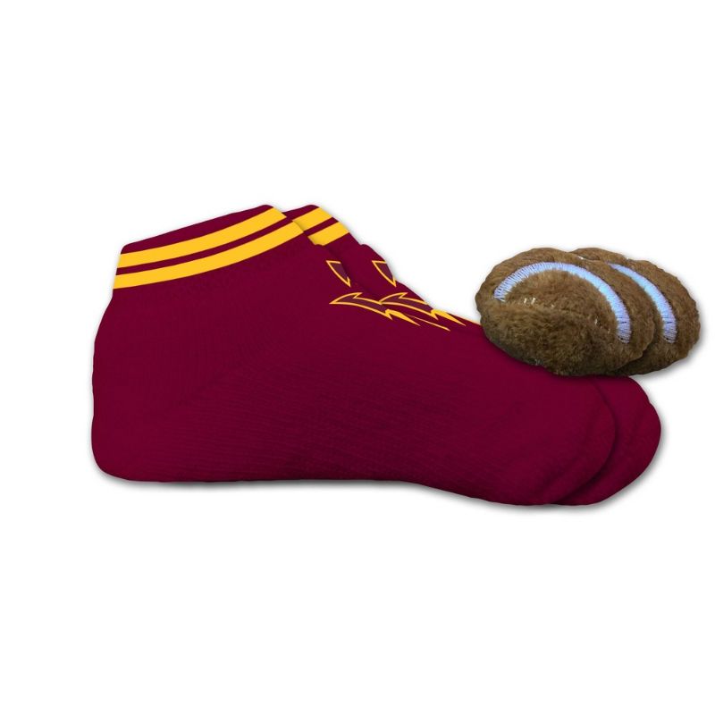 Photo 2 of Bundle of 3-NCAA Arizona State Sun Devils Infant 3D Football Socks 0-6M, Toddler Girls' Rainbow Puff Sleeve Romper - Cat & Jack™ Medium, 1 pair of newborn soft pants