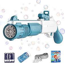 Photo 1 of Bubble Gun for Kids Bazooka Bubble Machine Gun Automatic Bubble Machine with Colorful Lights Toys for Birthday Wedding Outdoor Party Favors Gift with Bubble Solution for Kids Adult
